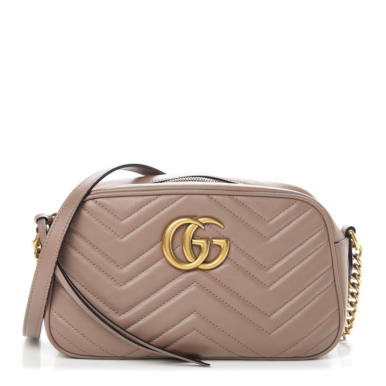 Gucci Calfskin Matelasse Small GG Marmont Chain Shoulder Bag Porcelain Rose 1 of 14