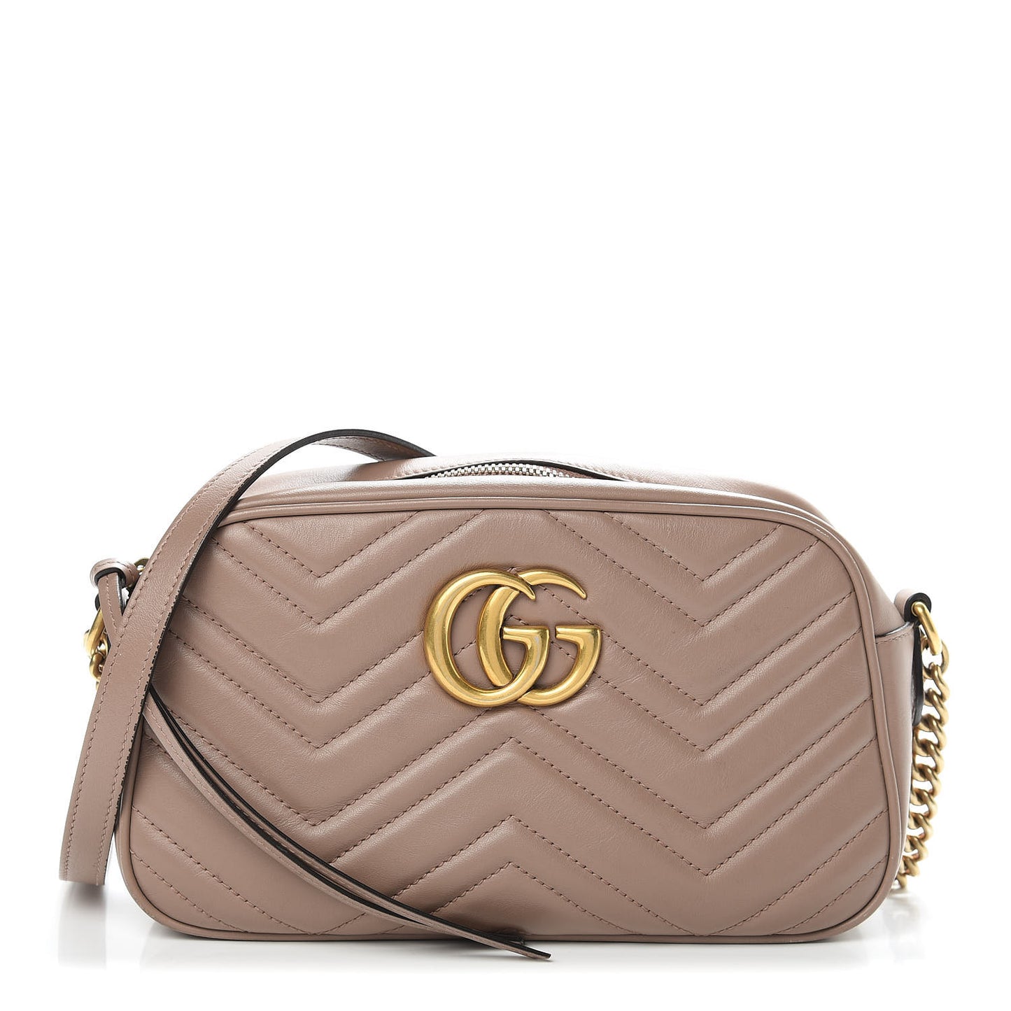 Calfskin Matelasse Small GG Marmont Chain Shoulder Bag Porcelain Rose