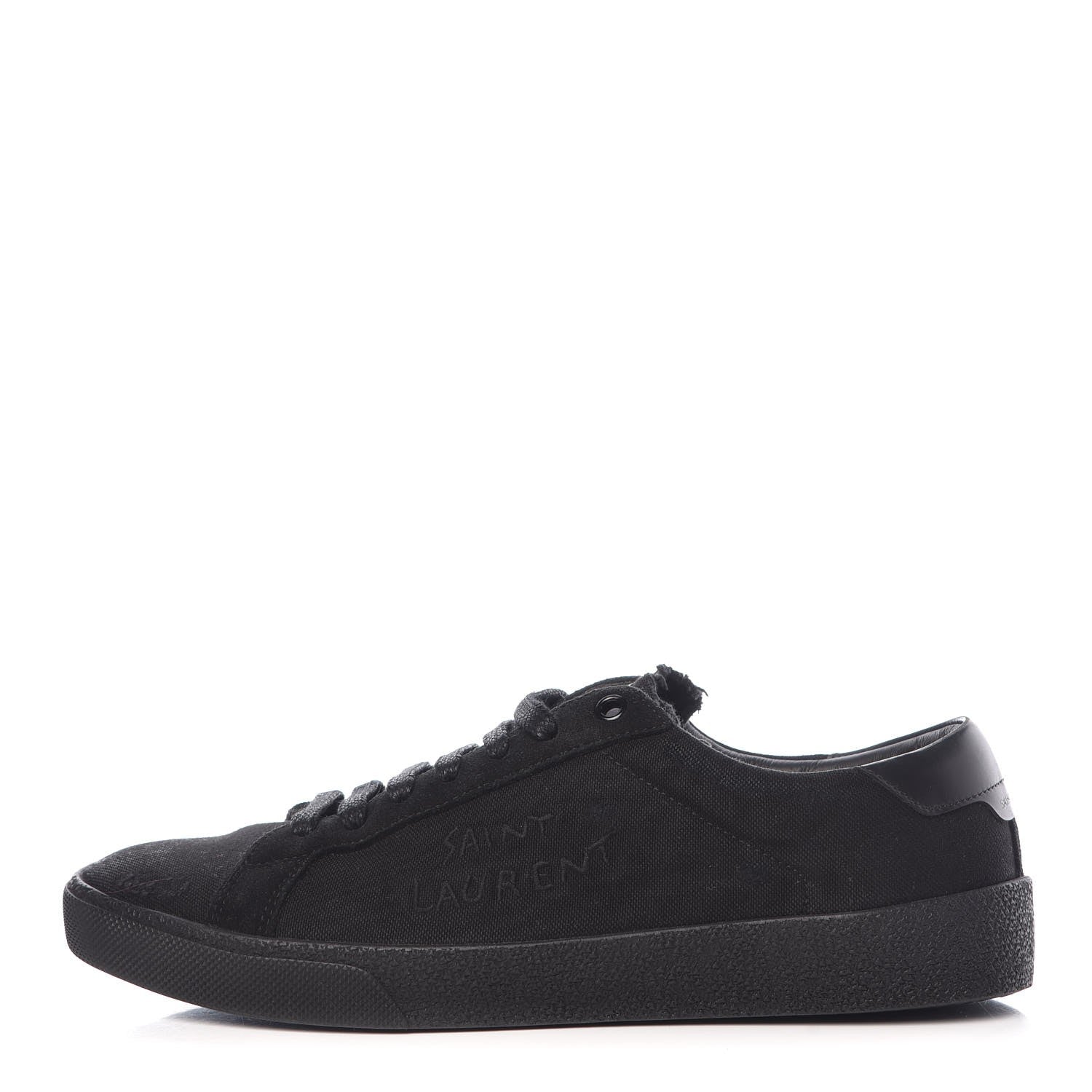 Saint Laurent Distressed Canvas Men's Court Classic Sneakers 40 Black 1 of 11