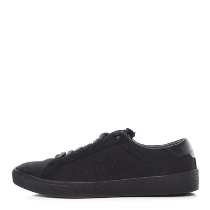 Saint Laurent Distressed Canvas Men's Court Classic Sneakers 40 Black 1 of 11