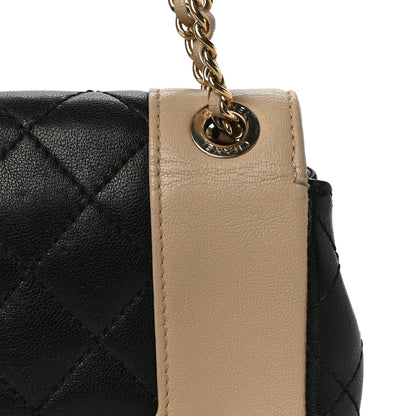 Chanel Sheepskin Quilted Medium Vintage Mademoiselle Flap Beige Black 11 of 12
