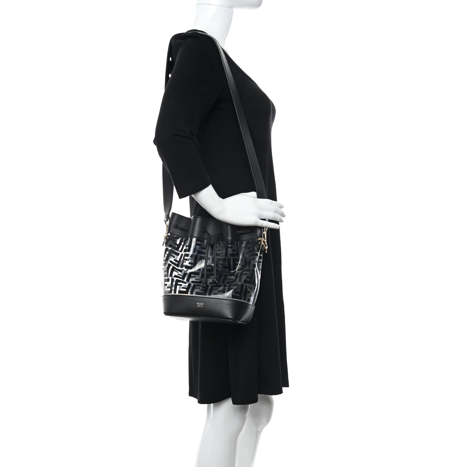 Fendi TPU FF Vitello Grace F is Fendi Grande Mon Tresor Bucket Bag Black 2 of 10