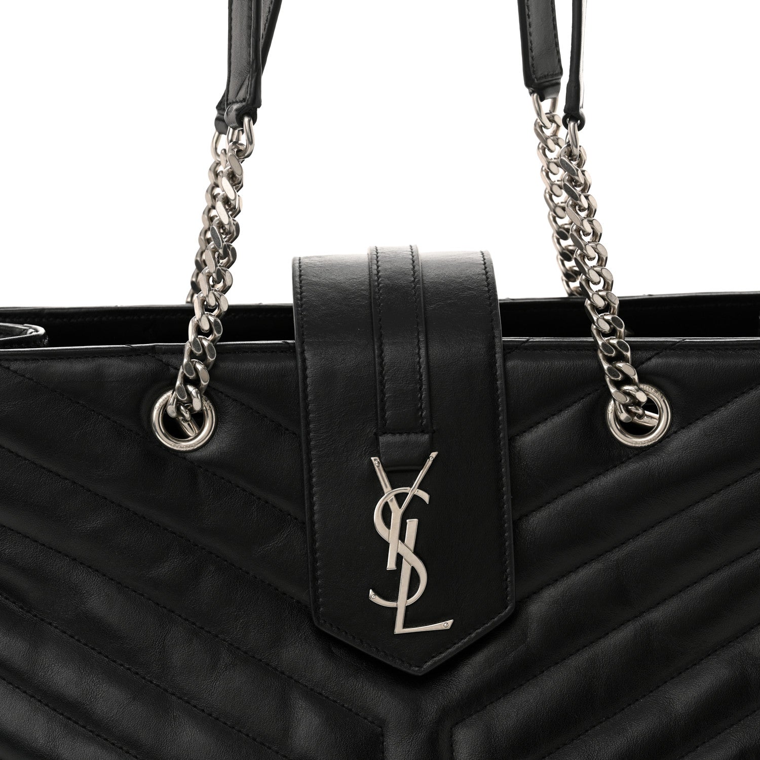 Saint Laurent Calfskin Y Quilted Monogram Large Loulou Shopper Black 8 of 13