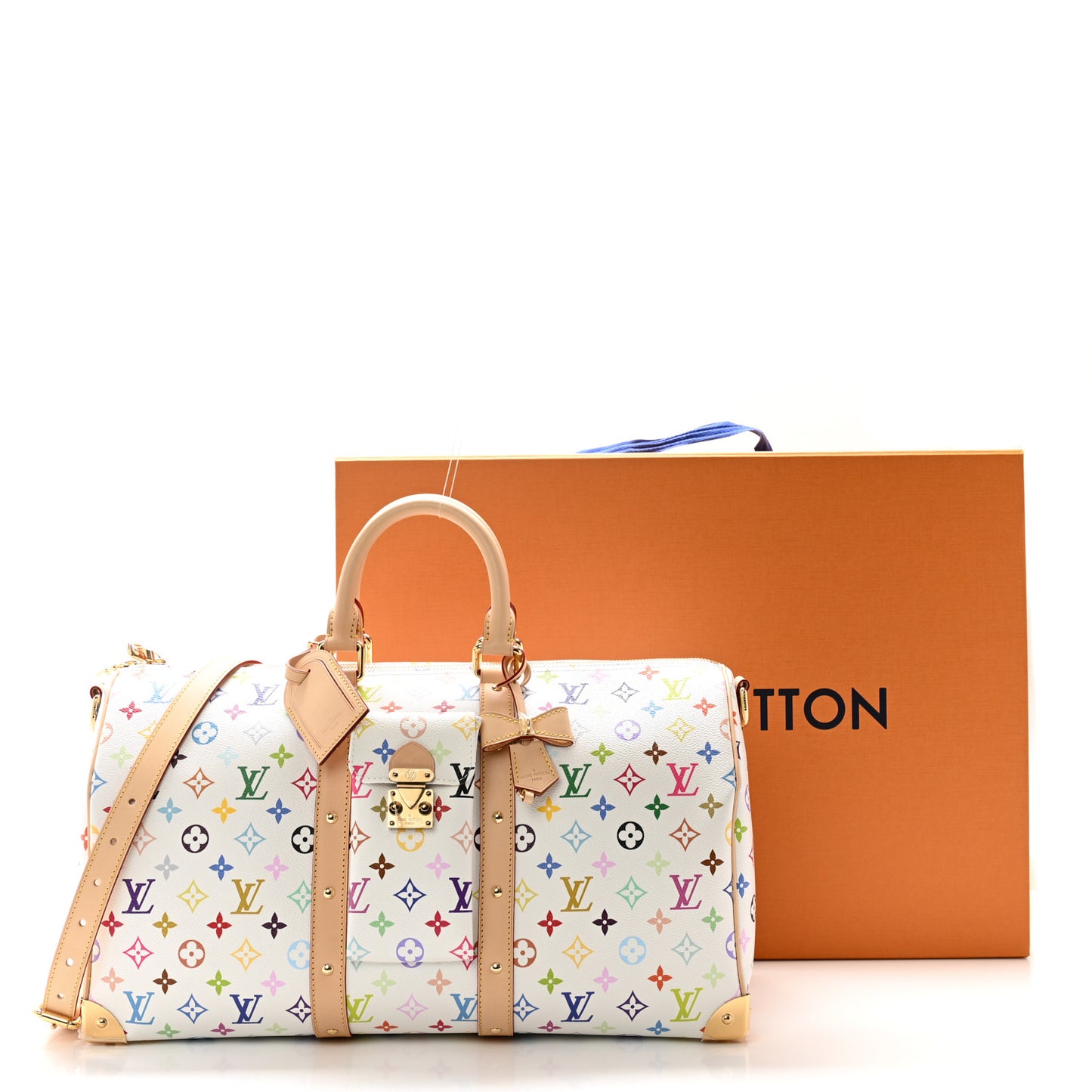 LV X TM Monogram Multicolor Keepall Bandouliere 45 White