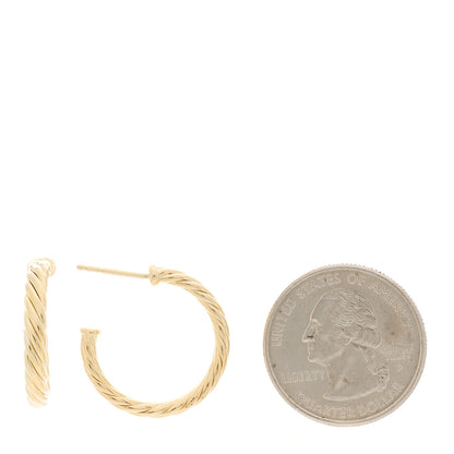 David Yurman 18K Yellow Gold Mini Cablespira Hoop Earrings 2 of 5
