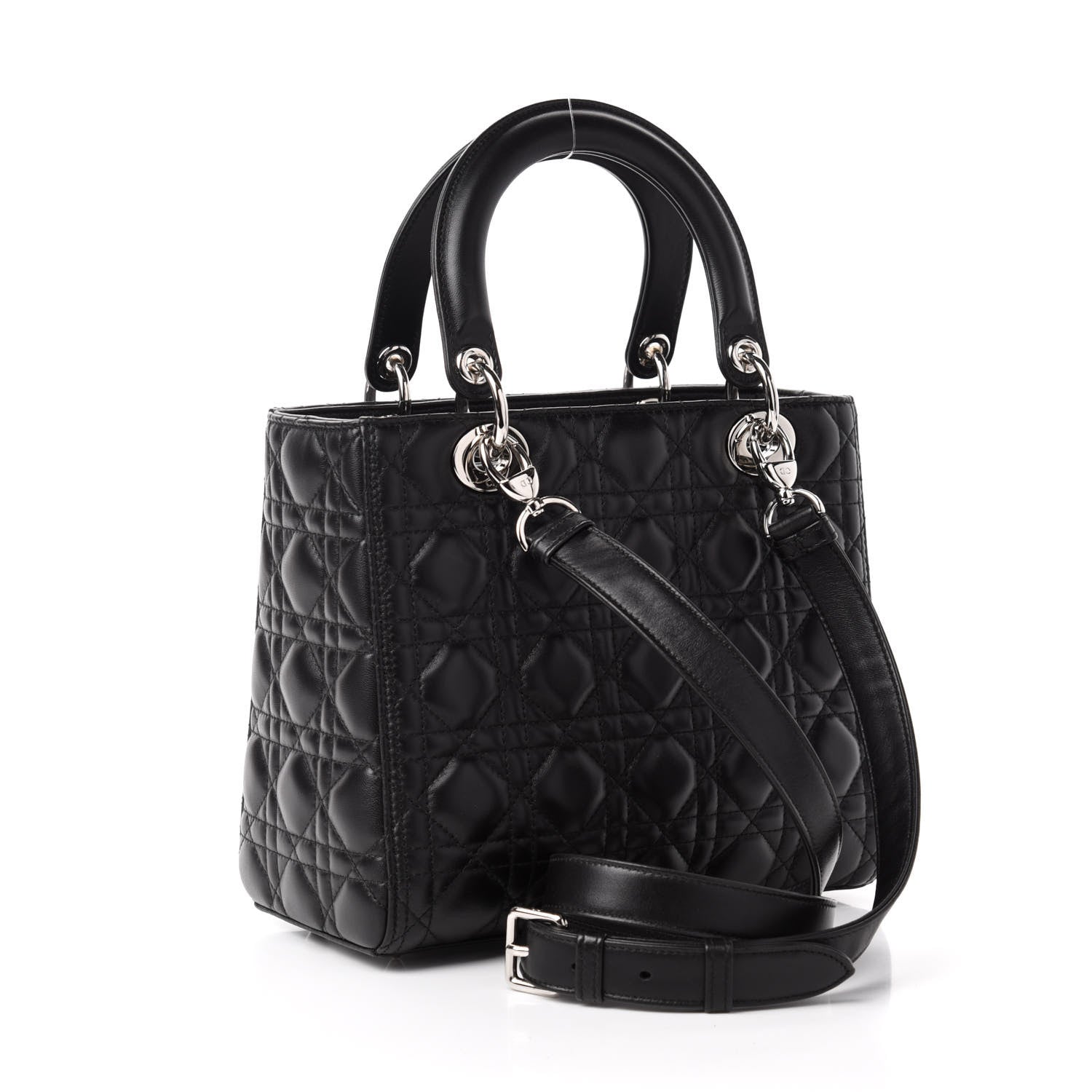 Christian Dior Lambskin Cannage Medium Lady Dior Black 3 of 11