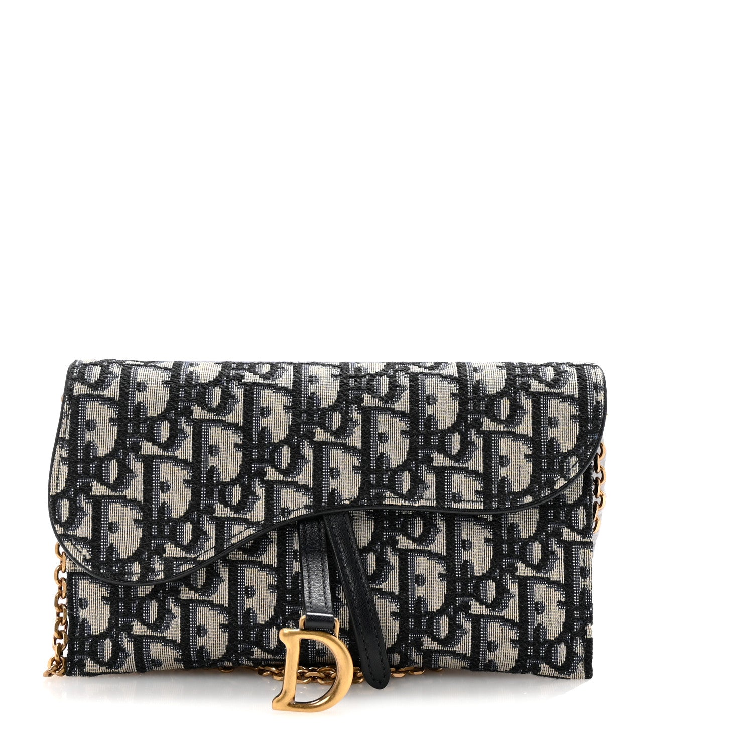 Christian Dior Oblique Small Saddle Chain Pouch Blue Blue 12 of 12