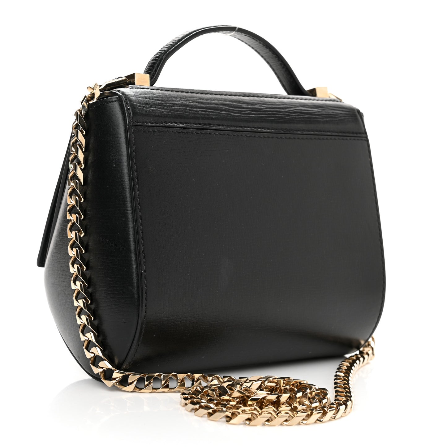 Textured Calfskin Mini Pandora Box Chain Crossbody Bag Black