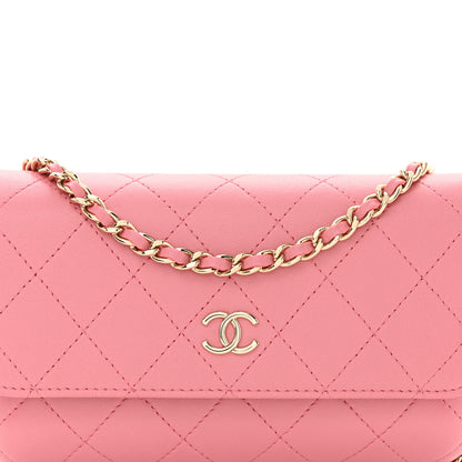 Chanel Calfskin Diamond Stitched Chain Around Flap Phone Holder Dark Pink 8 of 12