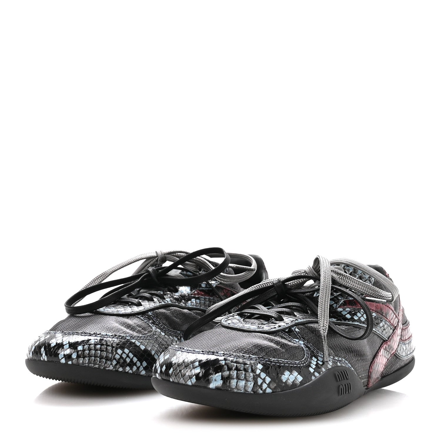 Miu Miu Nylon Technical Ayers Pitone Gymnasium Sneakers 38 Blue Multicolor 4 of 8