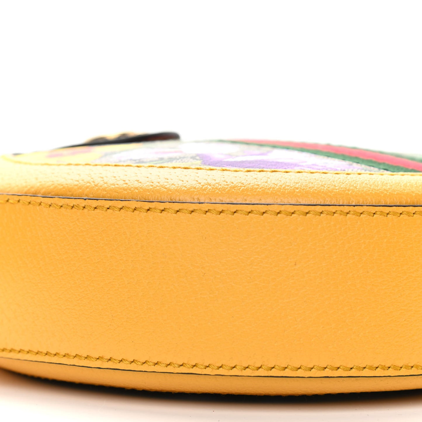 GG Supreme Monogram Flora Web Mini Ophidia Round Shoulder Bag Beige Multicolor Crop