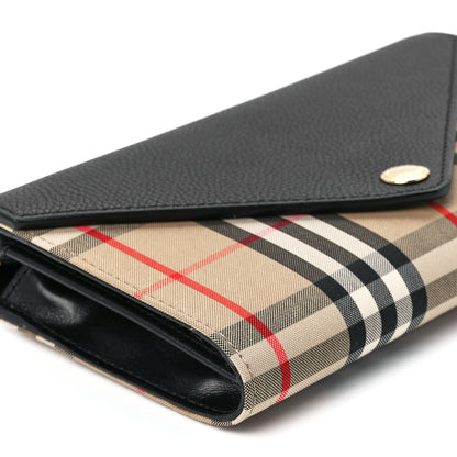 Burberry Grainy Calfskin Vintage Check Wallet With Detachable Strap Black 9 of 10