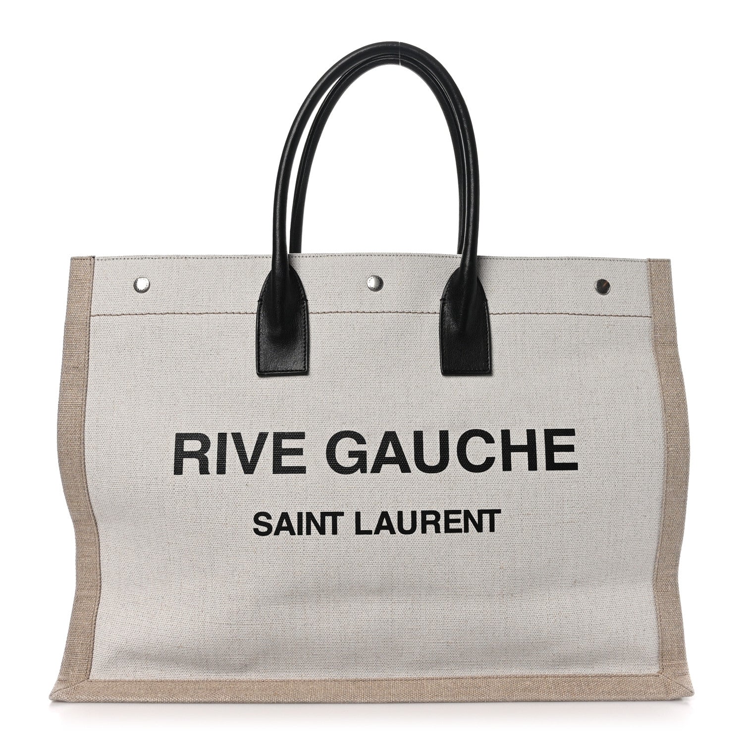 Saint Laurent Linen Calfskin Rive Gauche Tote Optic White 1 of 10