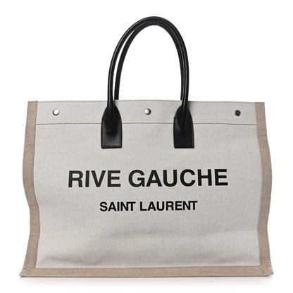 Saint Laurent Linen Calfskin Rive Gauche Tote Optic White 1 of 10