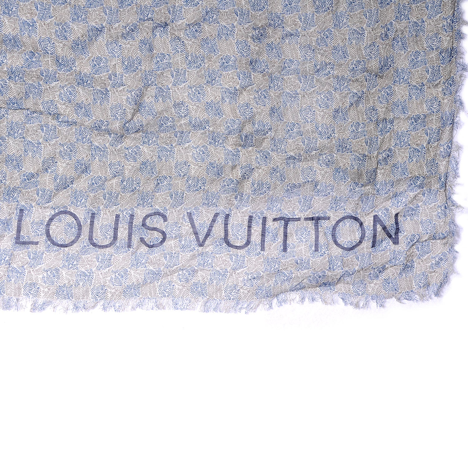 Louis Vuitton Cotton Linen Etole Damier Palm Stole Blue 6 of 8