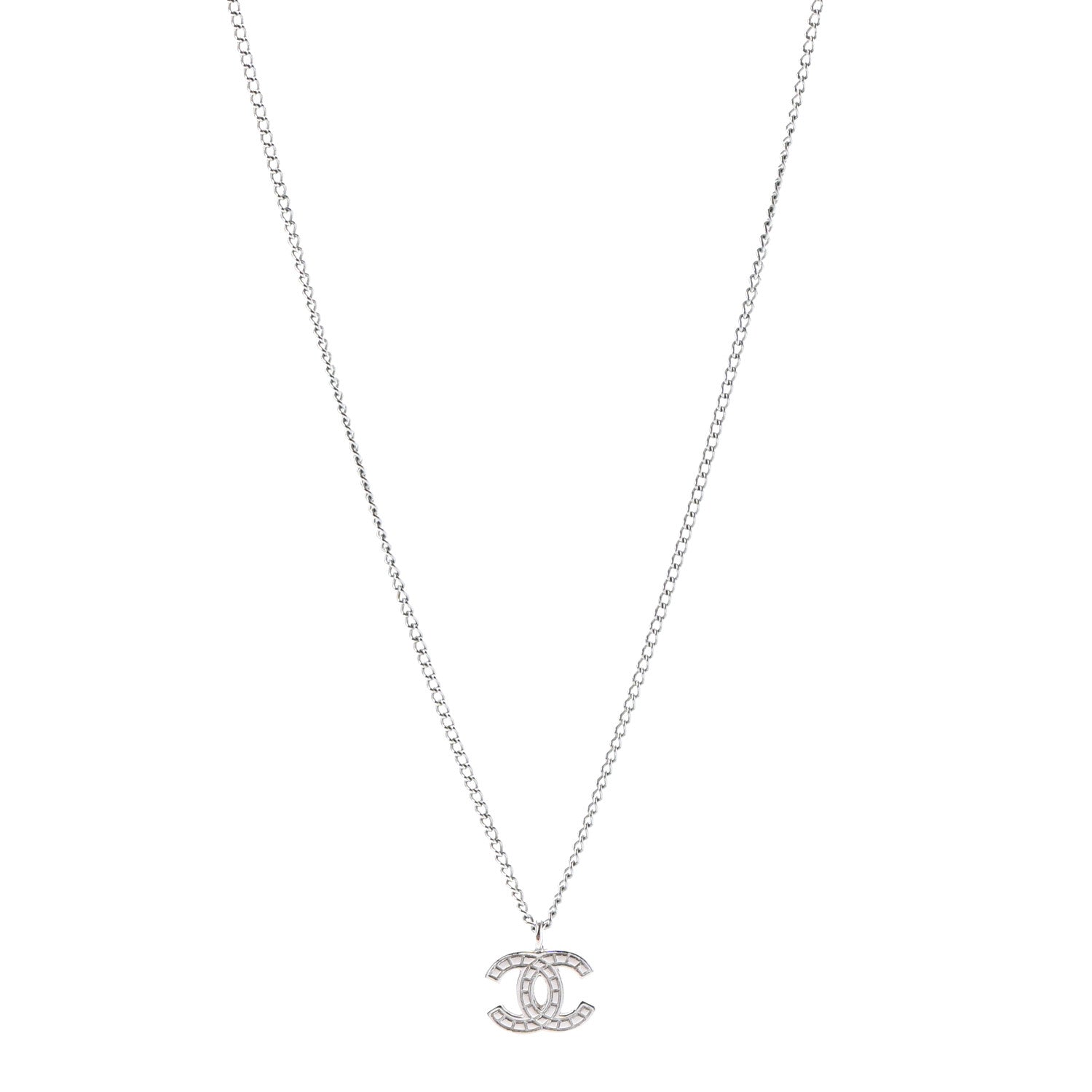 Chanel CC Pendant Necklace Silver 1 of 6