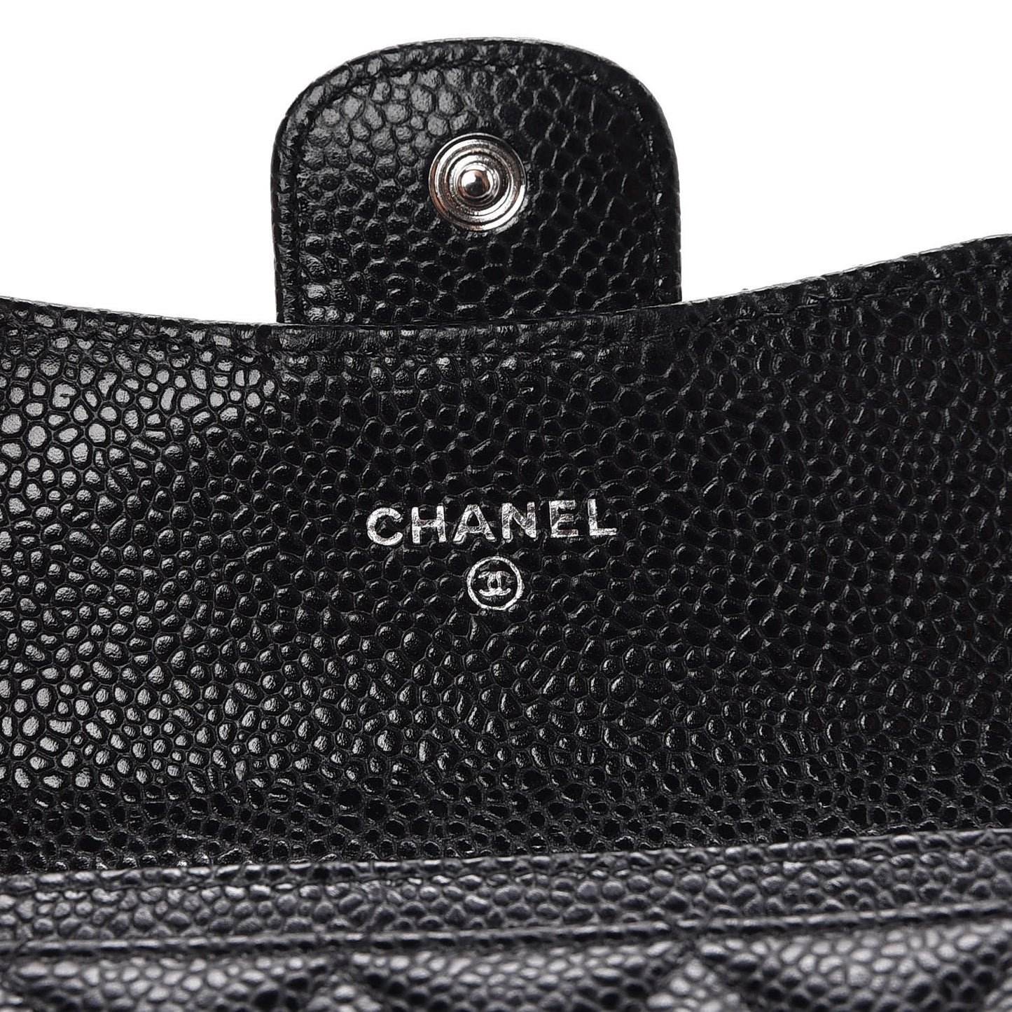 Caviar Quilted Flap Card Holder Black