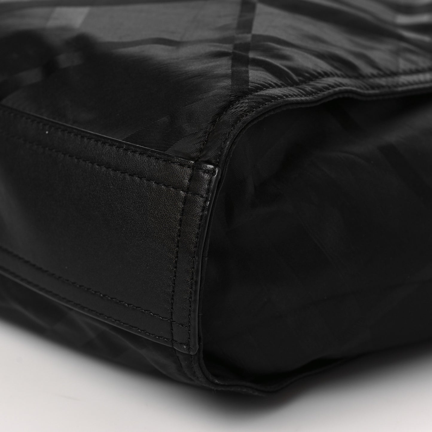 Nylon Tonal Check Buckleigh Packable Tote Black