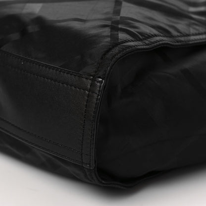 Burberry Nylon Tonal Check Buckleigh Packable Tote Black 9 of 9