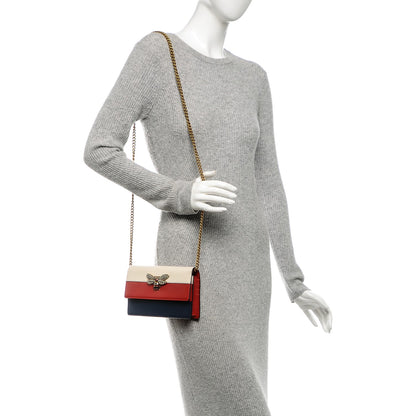 Gucci Calfskin Queen Margaret Chain Wallet Blue Agata Hibiscus Red Mystic White 2 of 6