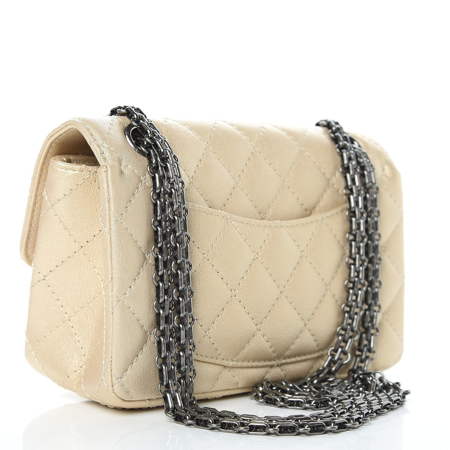 Metallic Sheepskin Quilted 2.55 Reissue Mini Flap Beige