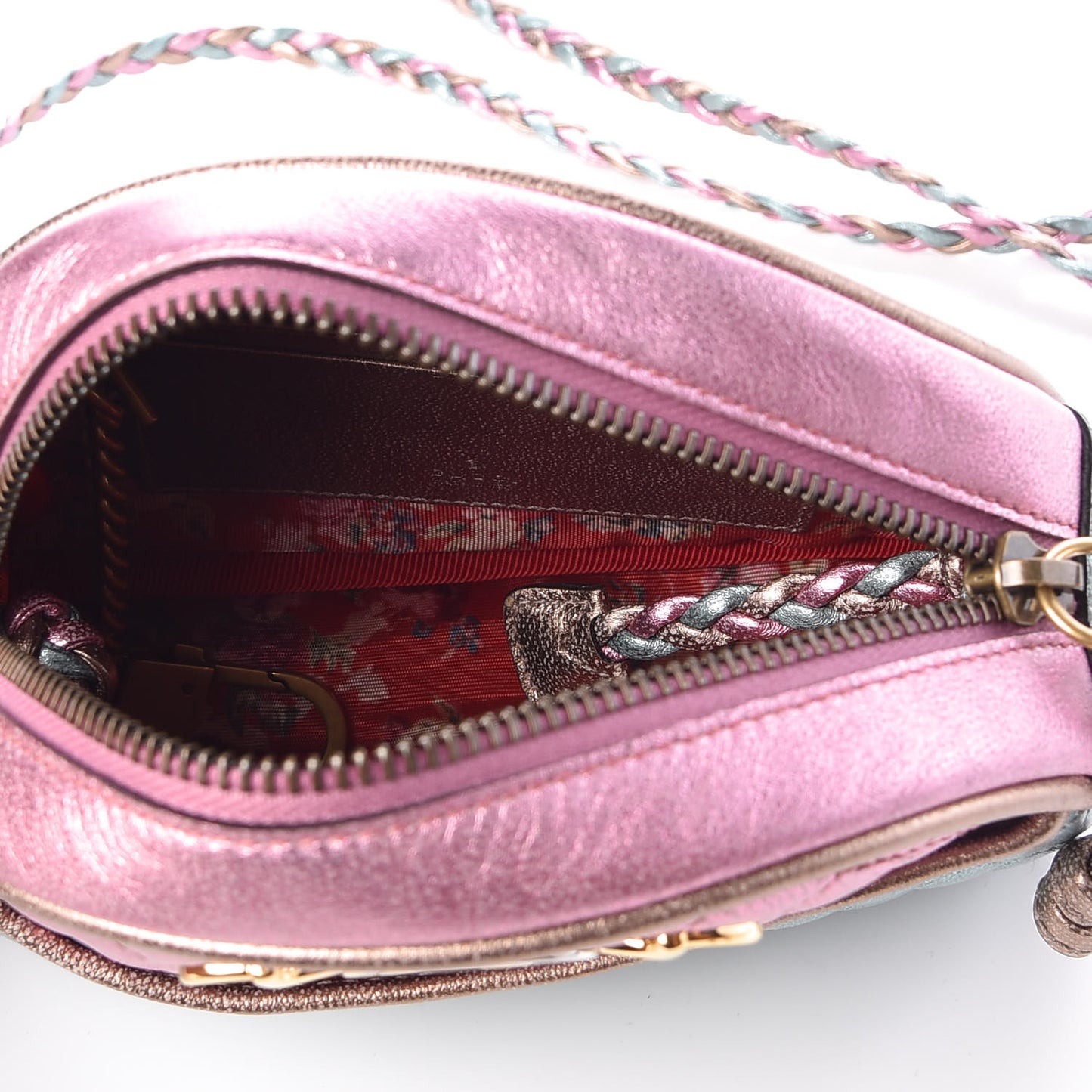 Laminated Nappa Trapuntata Mini Zumi Dome Shoulder Bag Rosa Lago Rame