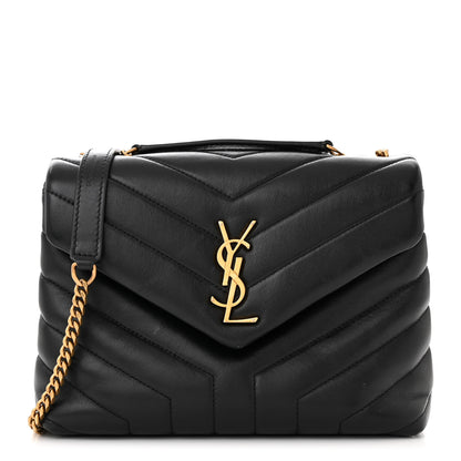 Saint Laurent Calfskin Y Quilted Monogram Small Loulou Chain Satchel Black 1 of 11