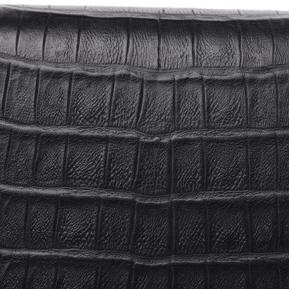 Saint Laurent Calfskin Crocodile Embossed Medium Classic Monogram Kate Tassel Satchel Black 9 of 10