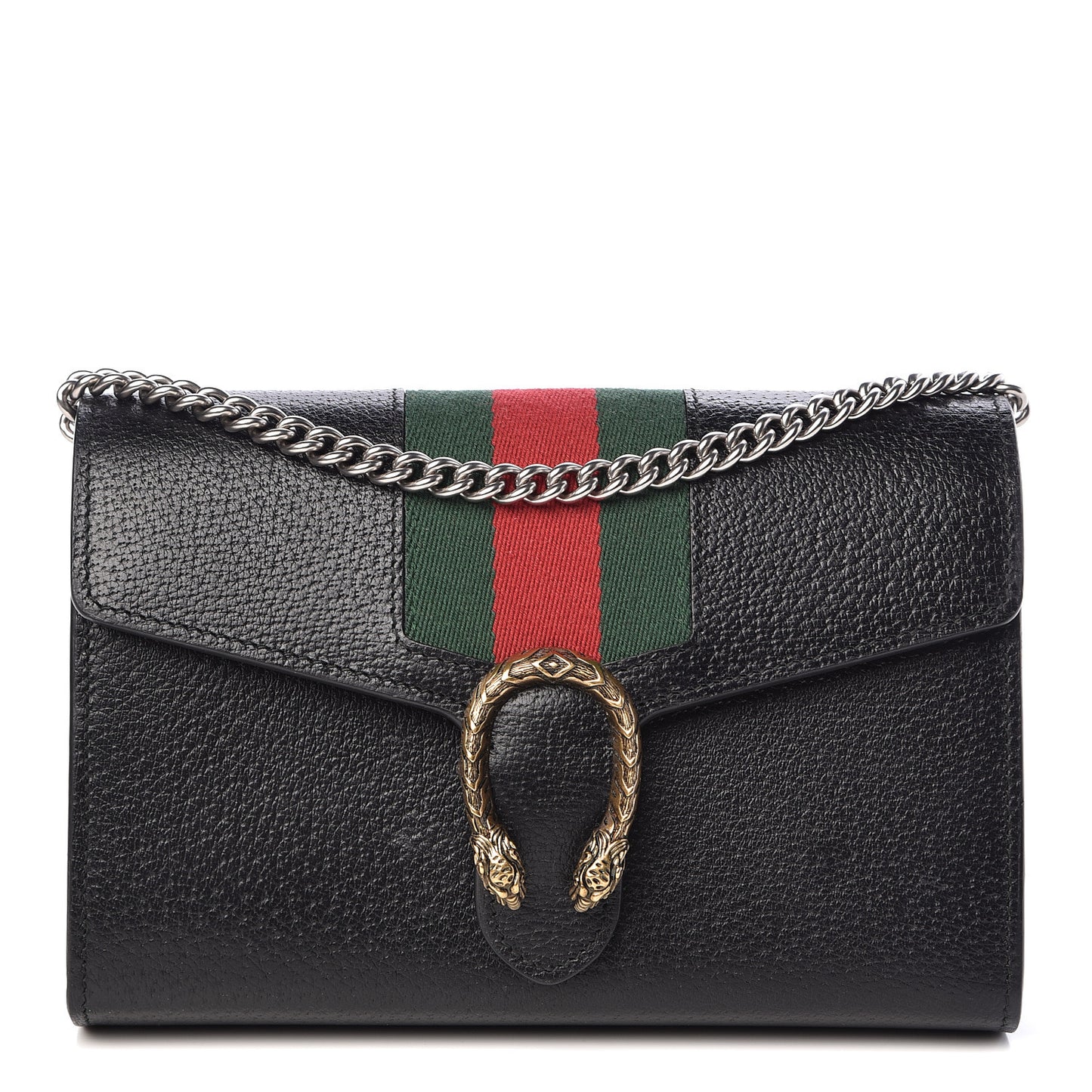Calfskin Web Mini Dionysus Chain Wallet Black