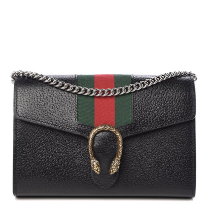 Gucci Calfskin Web Mini Dionysus Chain Wallet Black 1 of 10