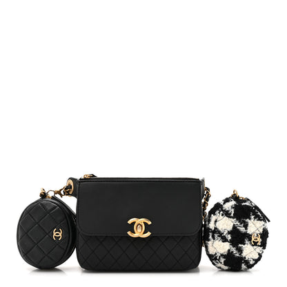 Chanel Calfskin Quilted Multi Pouching Flap And Coin Purse Black 1 of 10