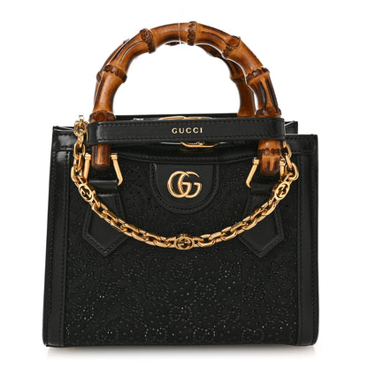 Gucci New Canvas Charisma Calfskin Crystal GG Monogram Mini Diana Tote Black 1 of 9