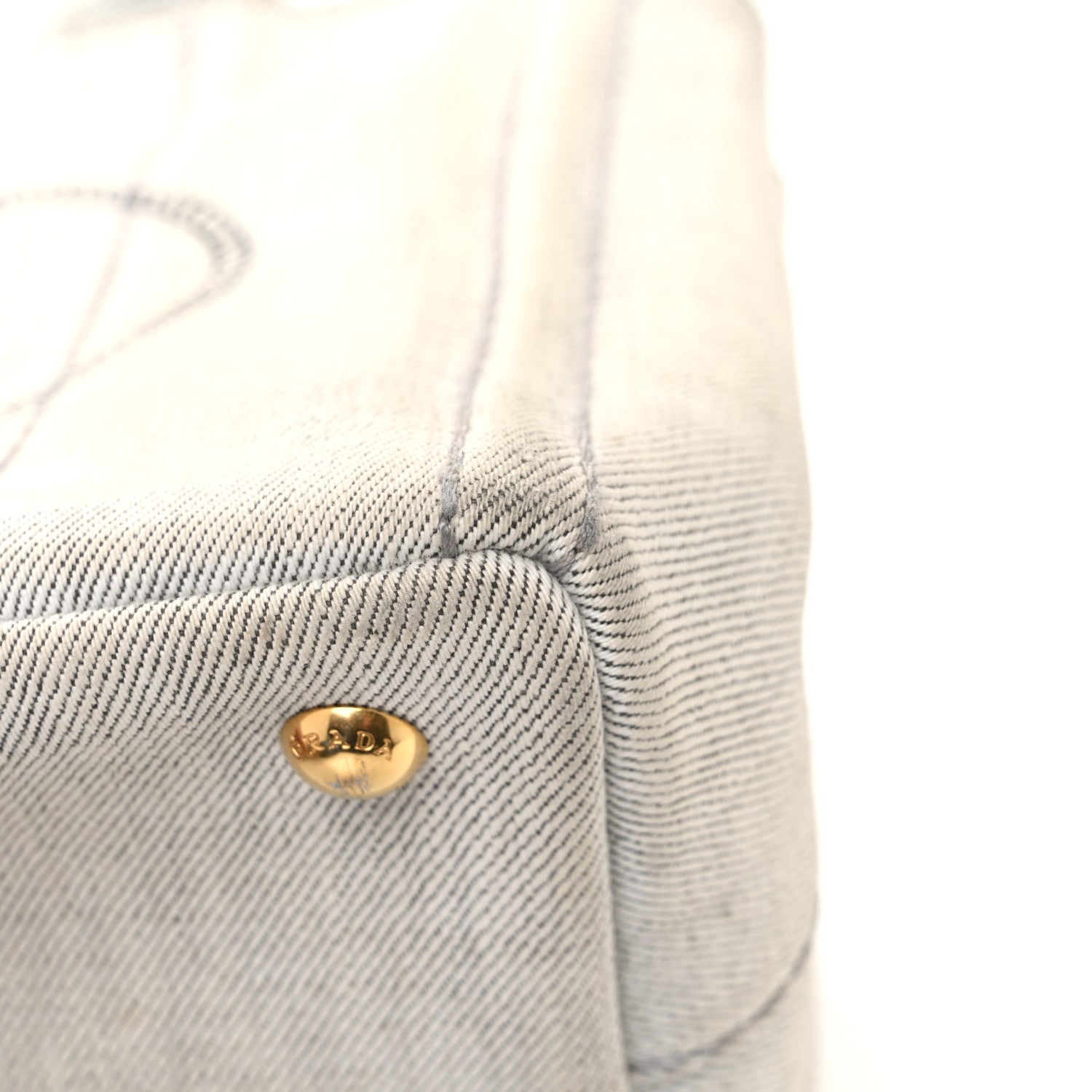 Prada Denim Small Logo Tote Bianco 12 of 12