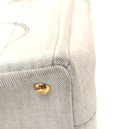 Prada Denim Small Logo Tote Bianco 12 of 12