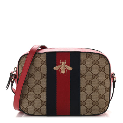 Gucci Monogram GG Supreme Web Small Webby Bee Shoulder Red 1 of 11