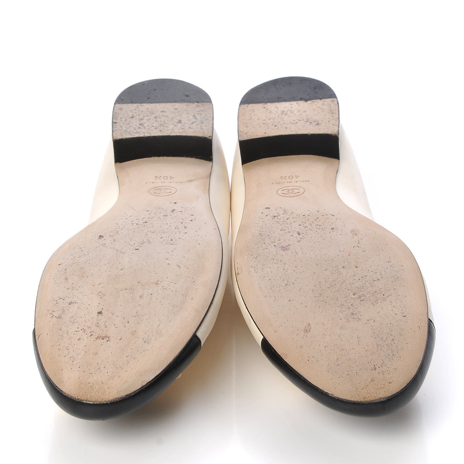 Chanel Lambskin Crystal CC Cap Toe Ballerina Flats 40.5 Beige Black 7 of 20