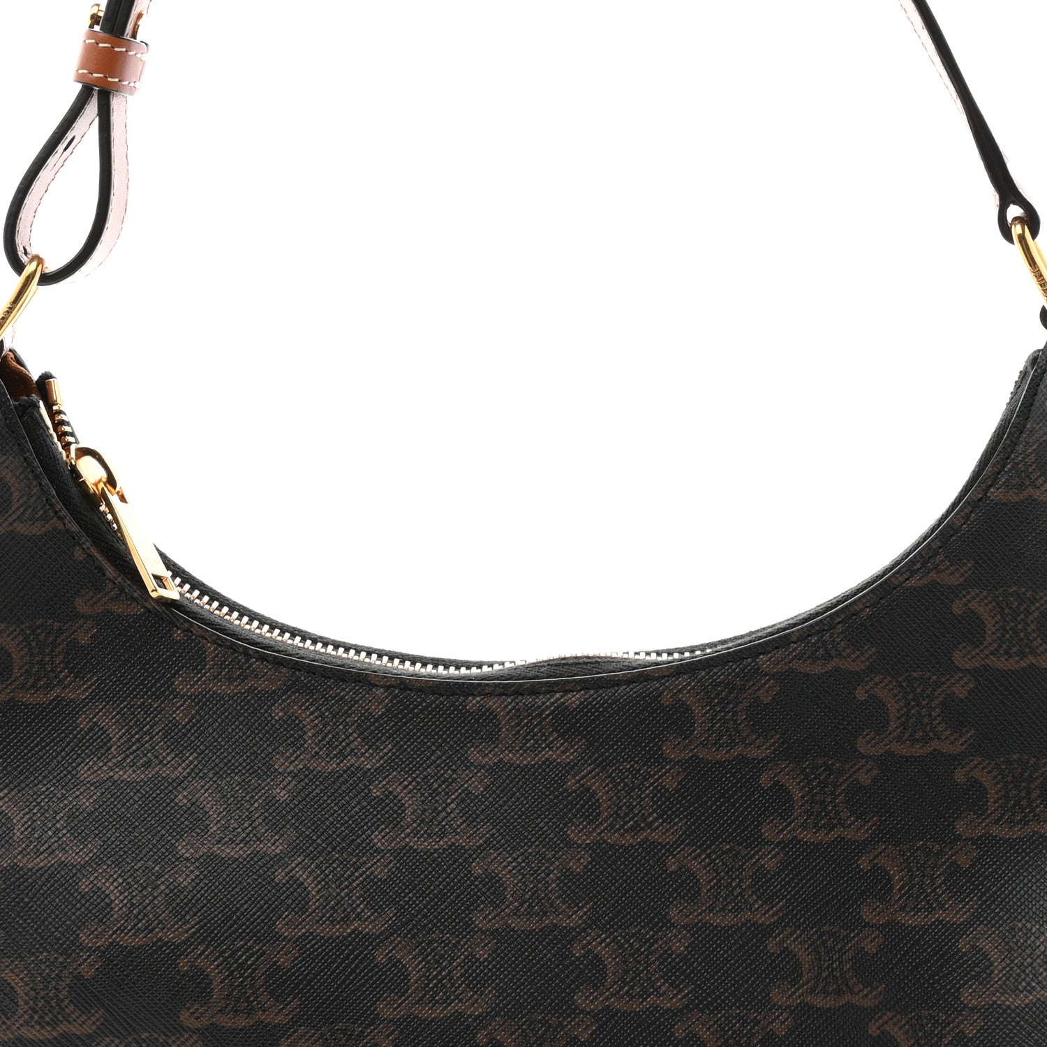 Celine Triomphe Canvas Calfskin Ava Shoulder Bag Tan 9 of 11