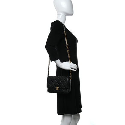 Chanel Shiny Caviar Quilted Small Chain Melody Flap Black 2 of 10