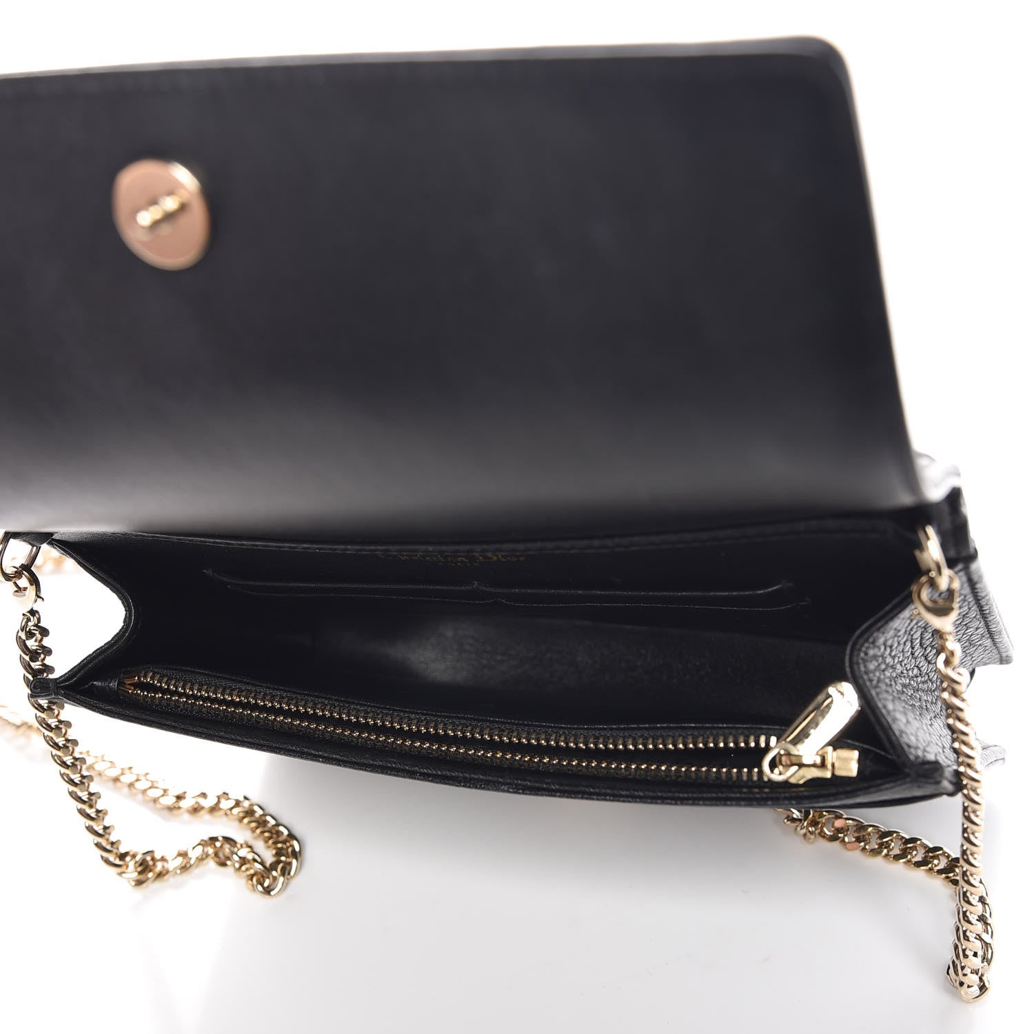 Christian Dior Grained Calfskin Diorama Wallet on Chain Pouch Black 5 of 9
