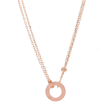 Cartier 18K Pink Gold 2 Diamond LOVE Necklace 5 of 7