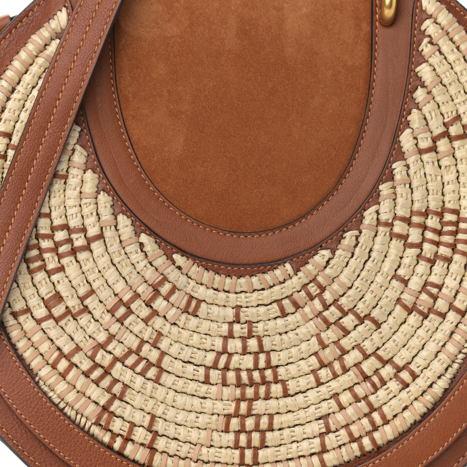 Chloe Calfskin Suede Raffia Medium Pixie Bag Caramel 7 of 10