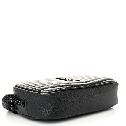 Saint Laurent Grain De Poudre Matelasse Monochrome Monogram Mini Lou Camera Bag Black 4 of 10