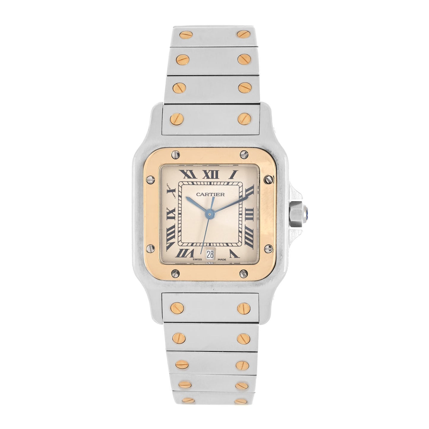 Stainless Steel 18K Yellow Gold 29mm Santos De Cartier Galbee Quartz Watch