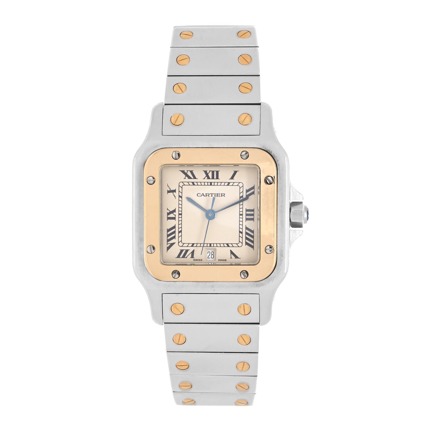 Cartier Stainless Steel 18K Yellow Gold 29mm Santos De Cartier Galbee Quartz Watch 1 of 4