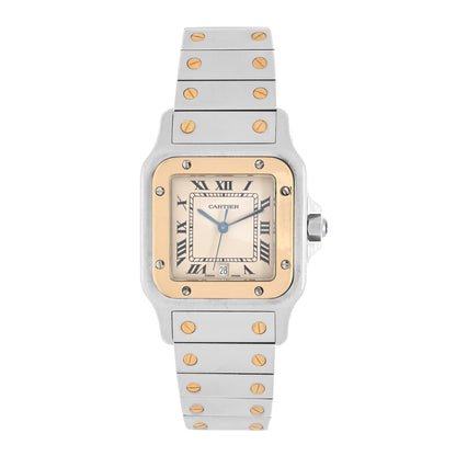 Cartier Stainless Steel 18K Yellow Gold 29mm Santos De Cartier Galbee Quartz Watch 1 of 4