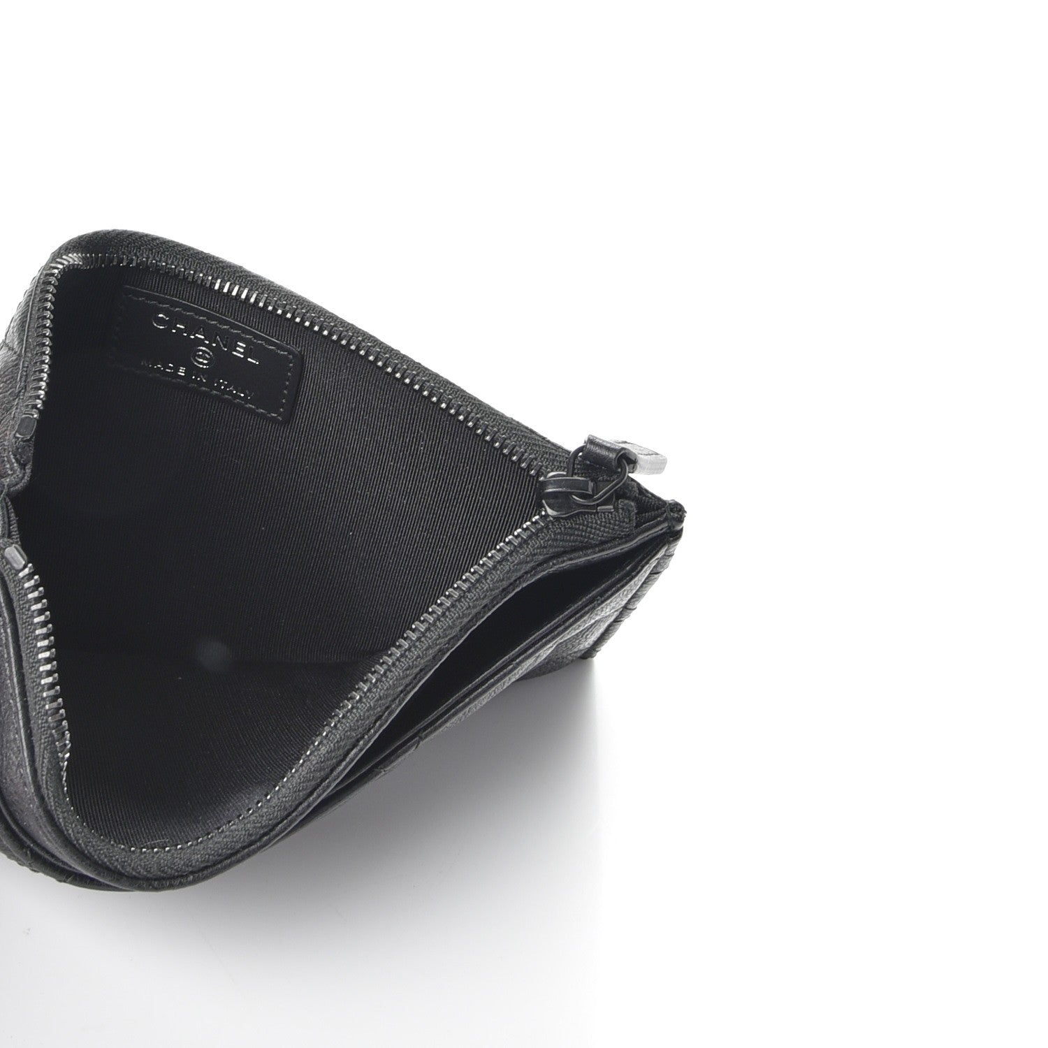 Chanel Crinkled Calfskin Quilted Classic Zip Pouch So Black 5 of 7