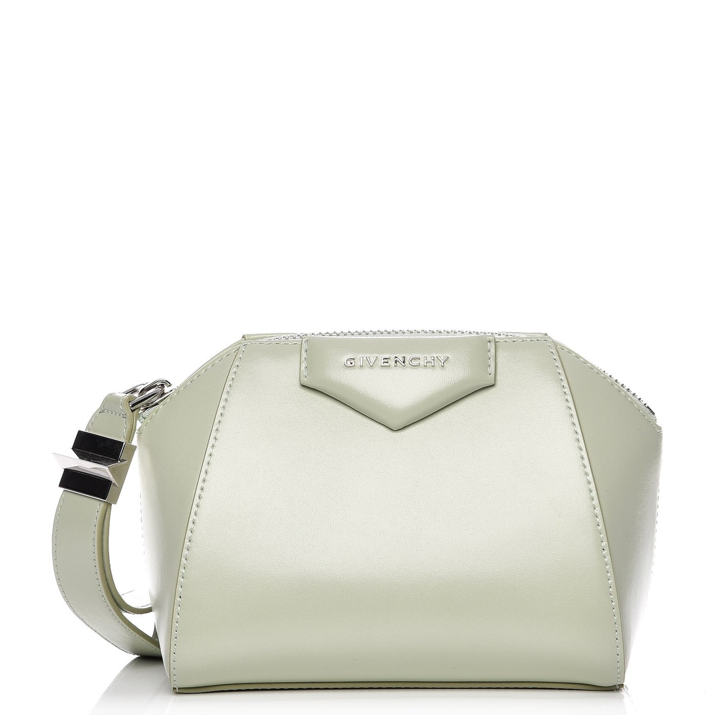 Shiny Lord Calfskin Antigona Wristlet Aqua Green