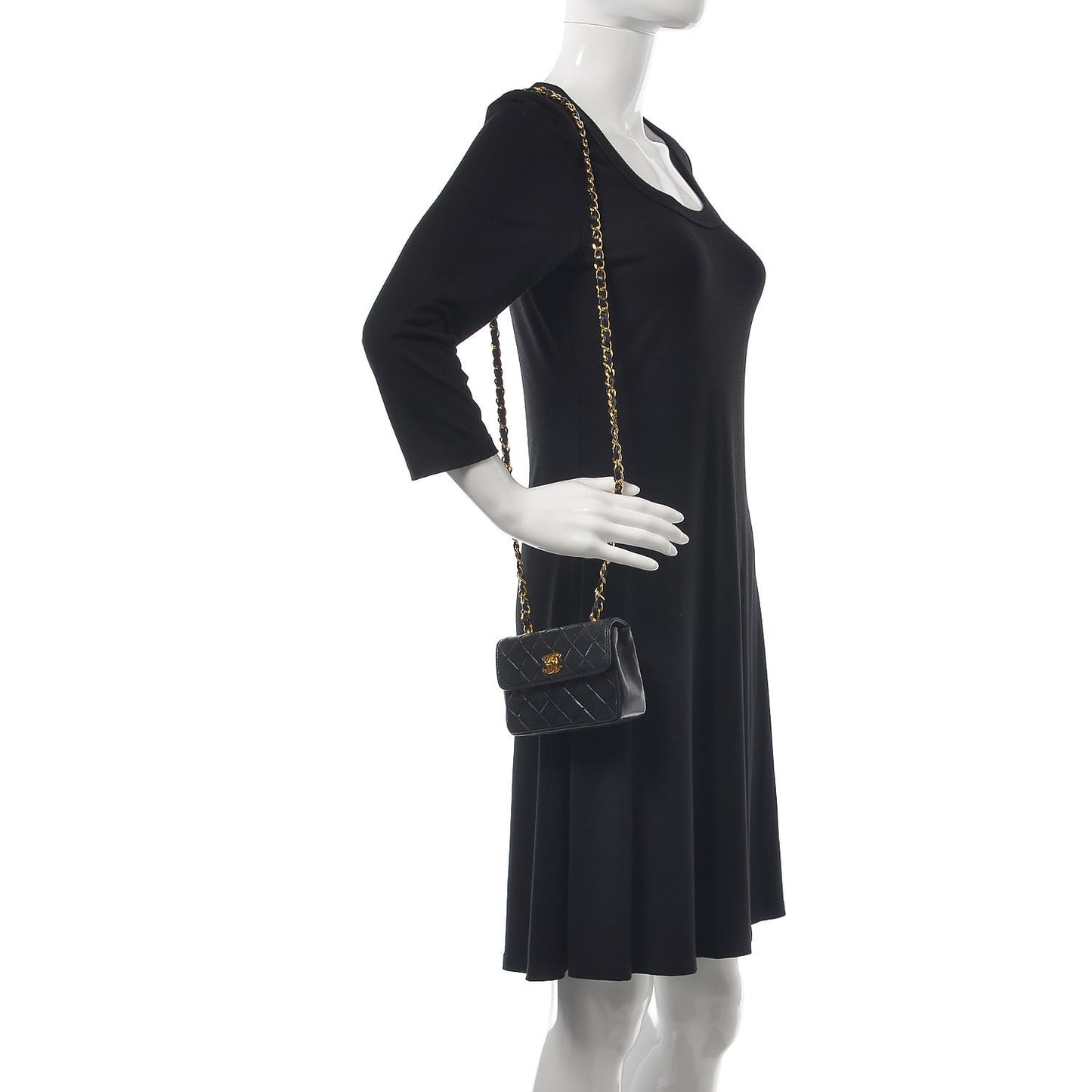 Lambskin Quilted Extra Mini Flap Black