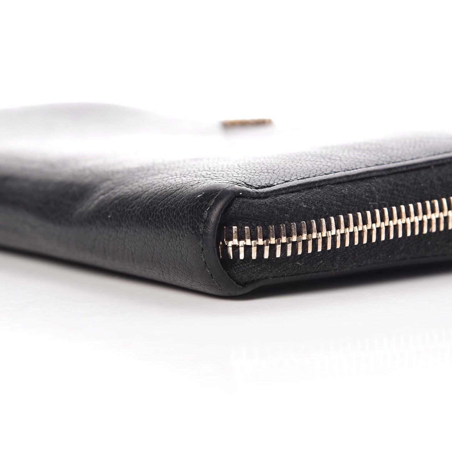 Natural Leather Tree Zip Around Long Wallet Black