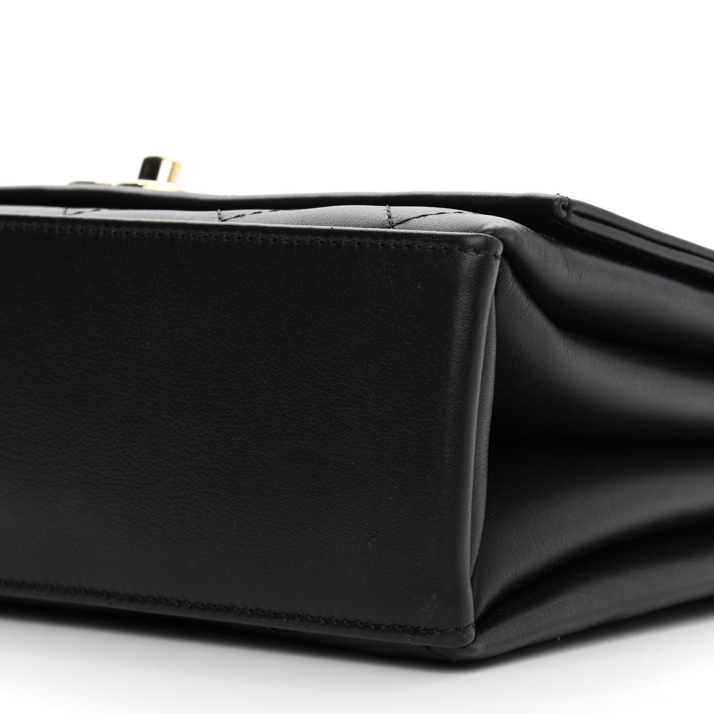 Calfskin Stitched Large Flap Black